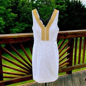 Lilly Pulitzer White Dress with Gold Beading size 2.
